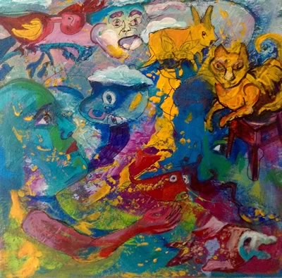 Ellen Erlhagen - 2018 'Wolkenkuckucksheim' : 30 x 30 - Acryl auf Leinwand