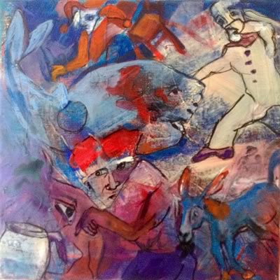 Ellen Erlhagen - 2018 'die blaue Stunde' : 30 x 30 - Acryl auf Leinwand