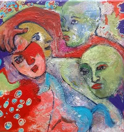 Ellen Erlhagen - 2018 'Gesellschaftsspiel' : 30 x 30 - Acryl auf Leinwand