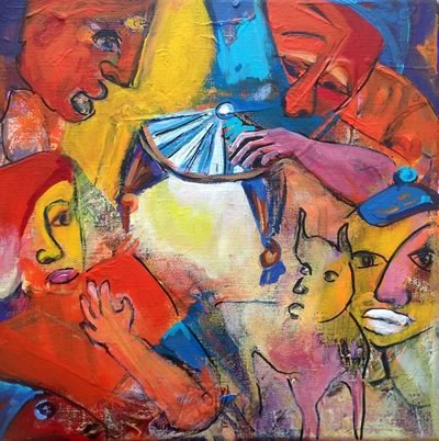 Ellen Erlhagen - 2018 'das Geheimnis' : 30 x 30 - Acryl auf Leinwand