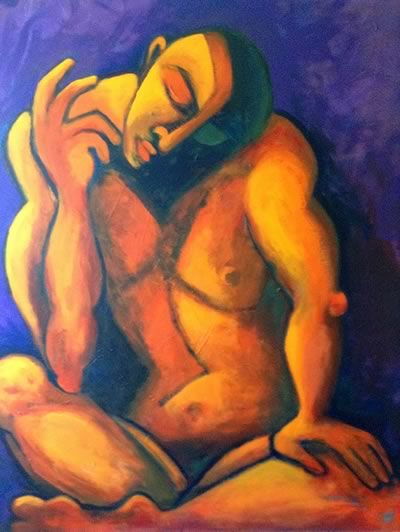 Ellen Erlhagen - 2018 'Gedankenspieler' : 100 x 80 - Acryl auf Leinwand