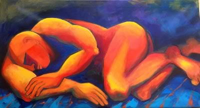 Ellen Erlhagen - 2018 'ich träume von dir' : 65 x 120 - Acryl auf Leinwand