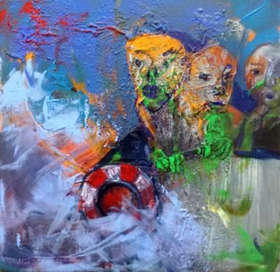 Ellen Erlhagen - 2019 'das Erschrecken' : 30 x 30 - Acryl auf Leinwand