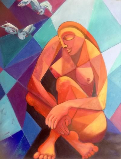Ellen Erlhagen - 2018 'am Meer' : 100 x 80 - Acryl auf Leinwand