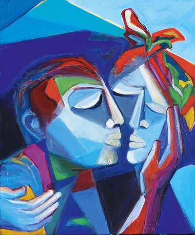 Ellen Erlhagen - 2021 'Der Kuß' : 60 x 50 - Acryl auf Leinwand