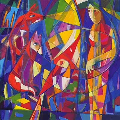 Ellen Erlhagen - 2021 'Waldorakel' : 100 x 100 - Acryl auf Leinwand