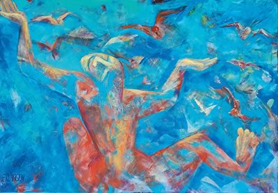 Ellen Erlhagen - 2020 'Schwerelos' : 90 x 130 - Acryl auf Leinwand
