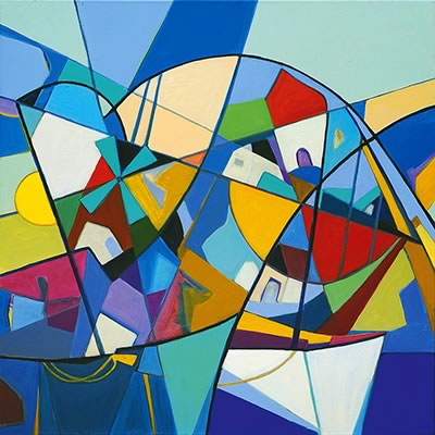 Ellen Erlhagen - 2021 'Am Kai' : 100 x 100 - Acryl auf Leinwand