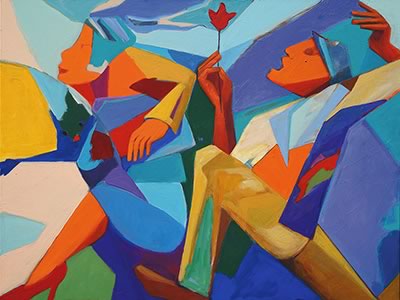 Ellen Erlhagen - 2021 'cherchez la femme' : 90 x 120 - Acryl auf Leinwand