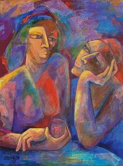 Ellen Erlhagen - 2020 'Freundinnen' : 80 x 60 - Acryl auf Leinwand
