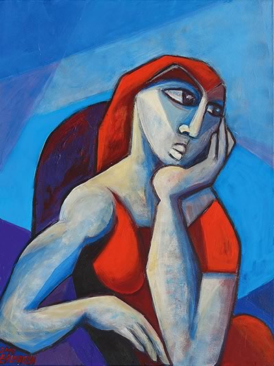 Ellen Erlhagen - 2019 'Blaue Stunde (1)' : 80 x 60 - Acryl auf Leinwand