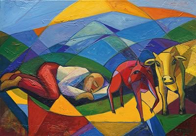 Ellen Erlhagen - 2019 'Mittagsruhe' : 70 x 100 - Acryl auf Leinwand