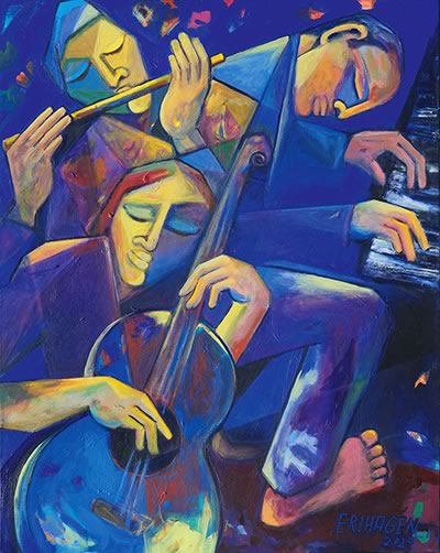 Ellen Erlhagen - 2020 'Nachtkonzert' : 100 x 80 - Acryl auf Leinwand